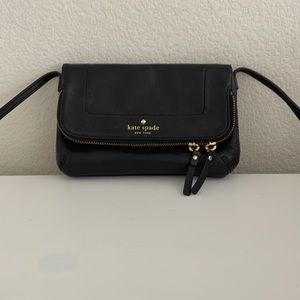 Black leather Kate Spade small shoulder/cross-body bag.